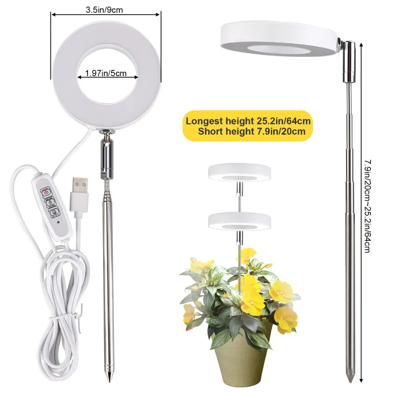 Vollspektrum-Solar-LED-Wachstumslicht für den Innenbereich, Vier-Gang-Dimmung, fleischige Viridiplantae, Teleskop-Fülllicht für Blumenböden Image