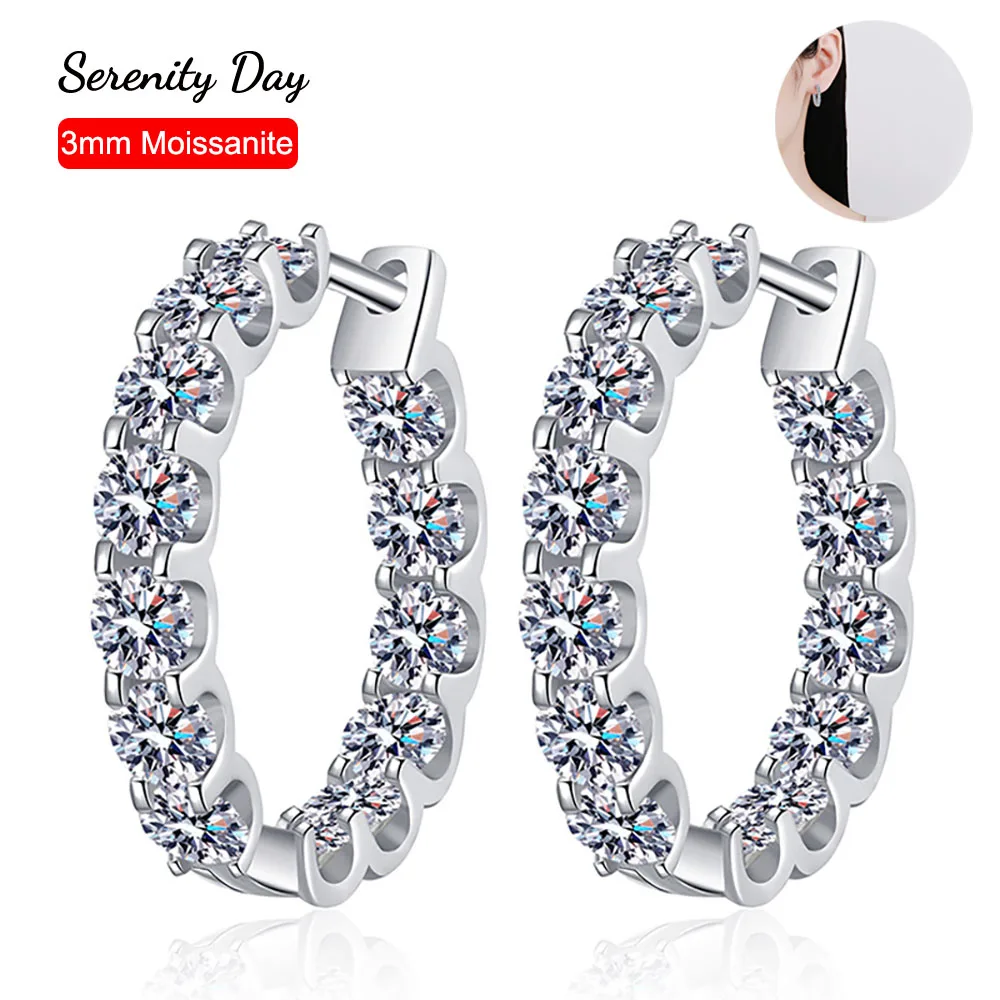 Serenty 2,6 cttw D Farbe 3mm Alle Moissanit Creolen Für Frauen S925 Silber Bull Kopf Hochzeit Stud Ohrring vergoldet 18K Schmuck