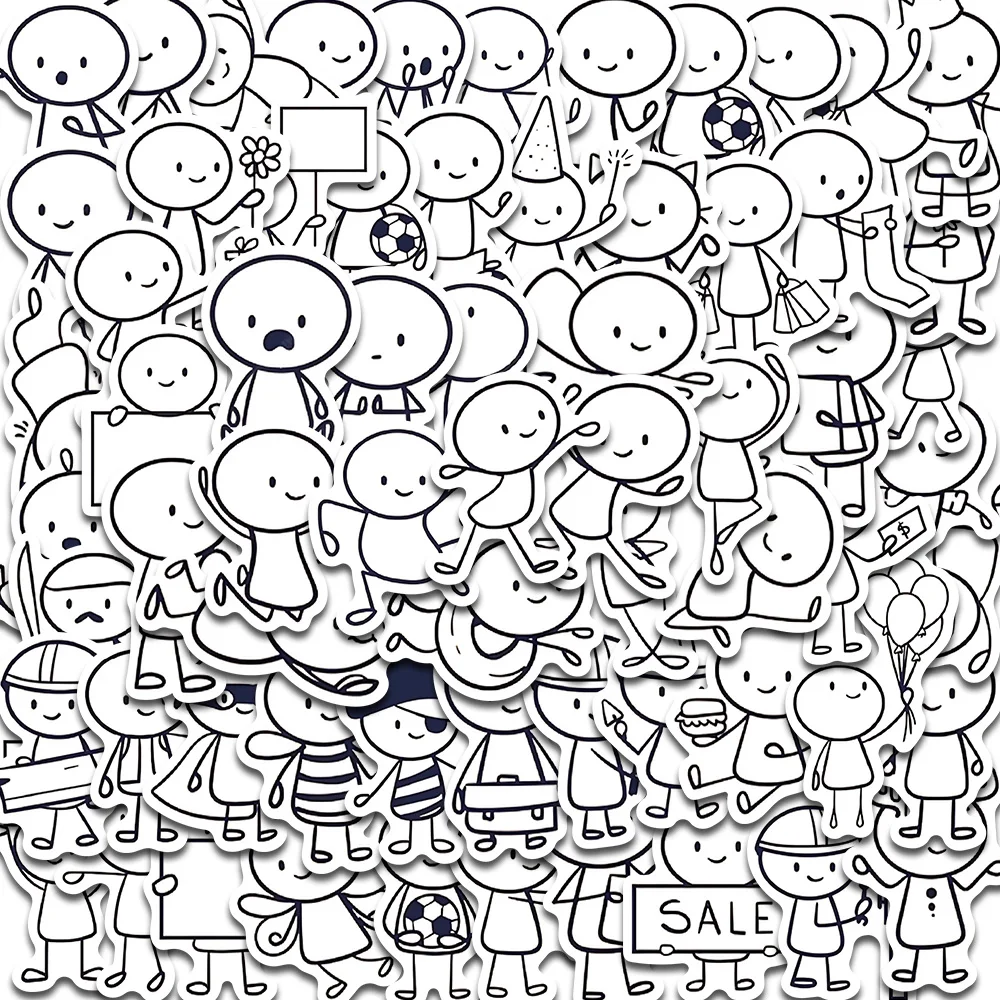 66PCS Q version von kleine charakter malerei Aufkleber Cartoon Café Sammelalbum Schreibwaren Wasser DIY Flasche Laptop Aufkleber Aufkleber Image