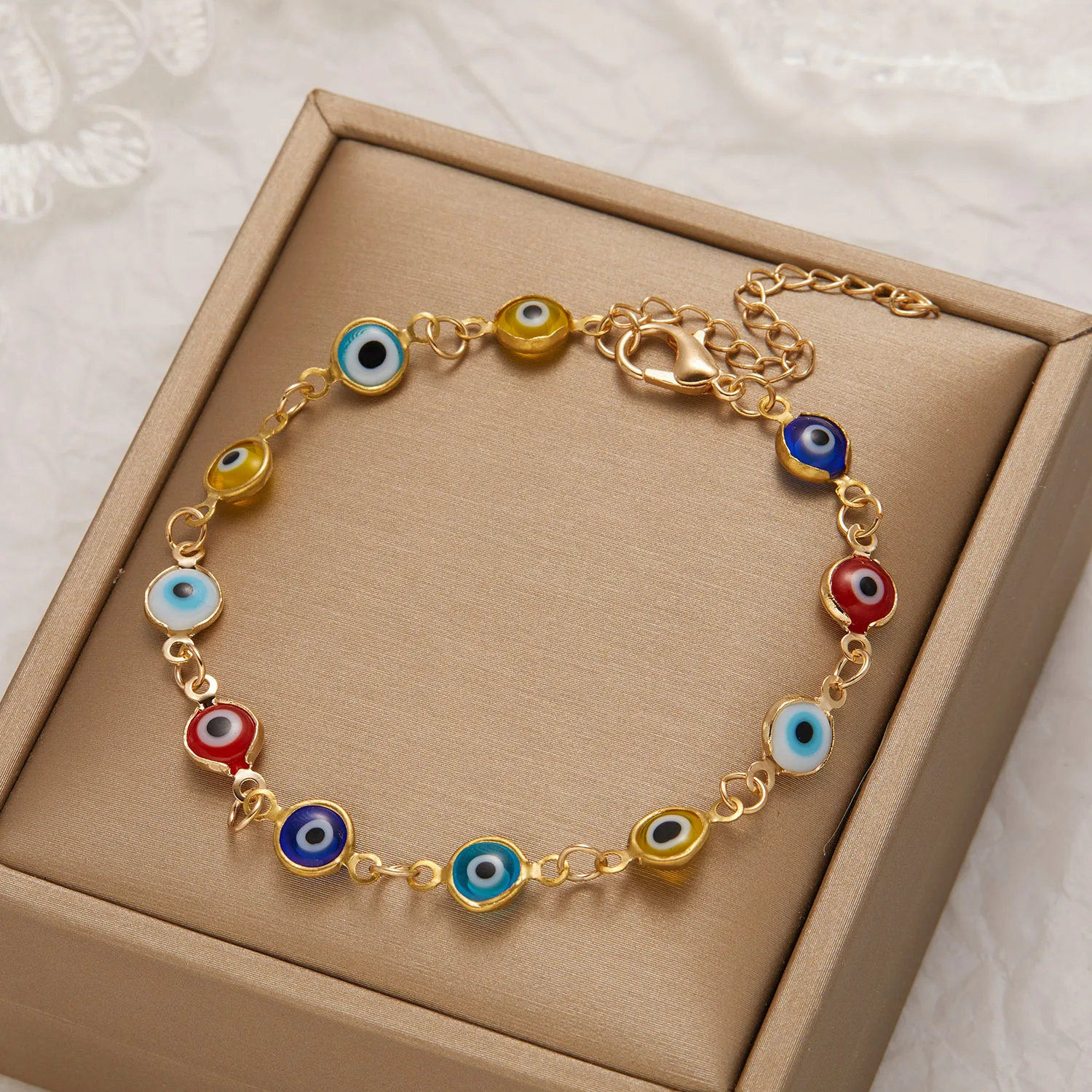 Glückliche Türkei Evil Eye Armband Für Frauen Männer Bunte Rot Blau Auge Einstellbare Metall Kette Armreifen Viel Glück Reichtum Schmuck Geschenke Image