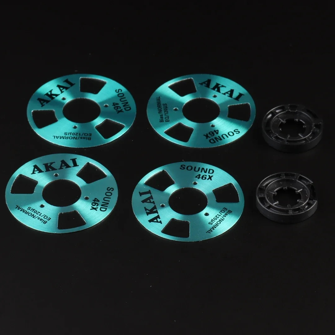 Metallspule (Aluminium) für selbstgemachte Spule zum Spule, Kassettenband (Packung mit 4 Spulen + 2 cremige weiße Versorgungsräder)