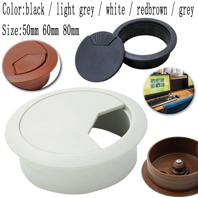1/2/4 Stück Drahtlochabdeckung Auslassanschluss Tisch Computer PC Schreibtisch Runde Kabeltülle Leitungshalter Weiß Schwarz Rotbraun 50 mm/60 mm/80 mm