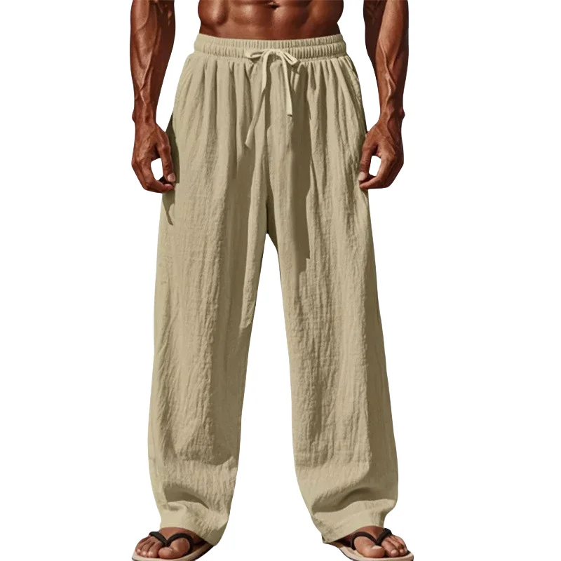 2023 neue Männer Baumwolle und Leinen Casual Hosen Einfache und Bequeme Gerade Bein Hosen Taille Kordelzug Plus Größe Lockerer S-4XL