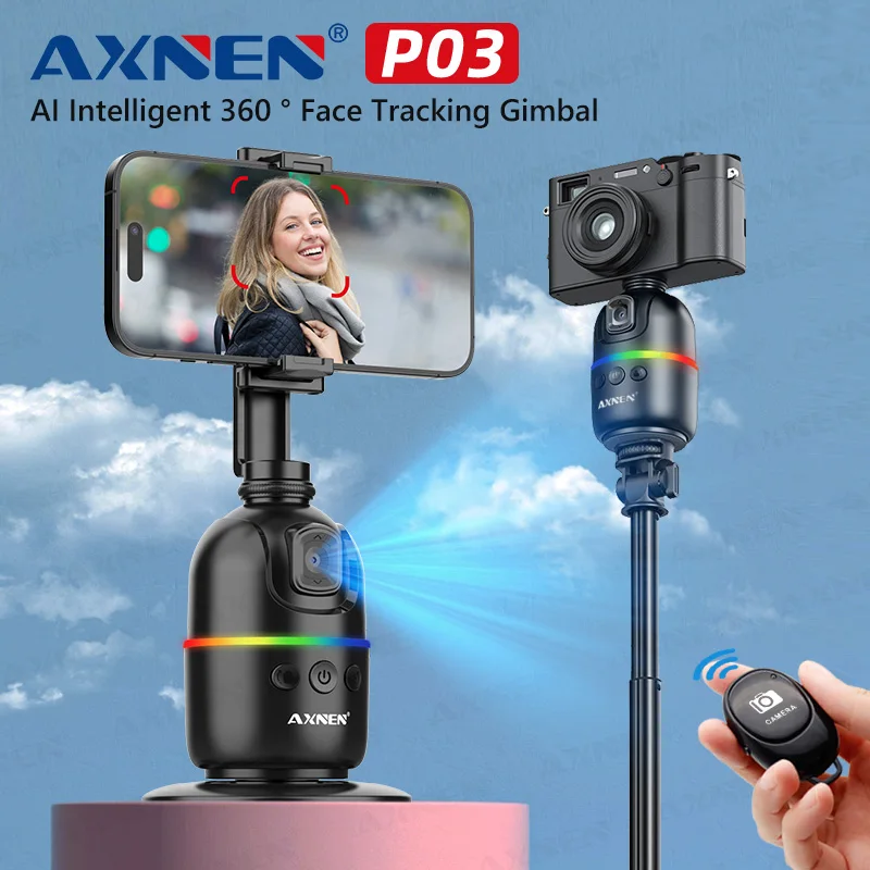 Intelligentes Auto-Face-Tracking-Gimbal mit KI für Smartphones und Action-Kameras, Option mit Stativ, 360°-Drehung und Fokusnachführung, Kit für TikTok und Vlog-Fotografie Image