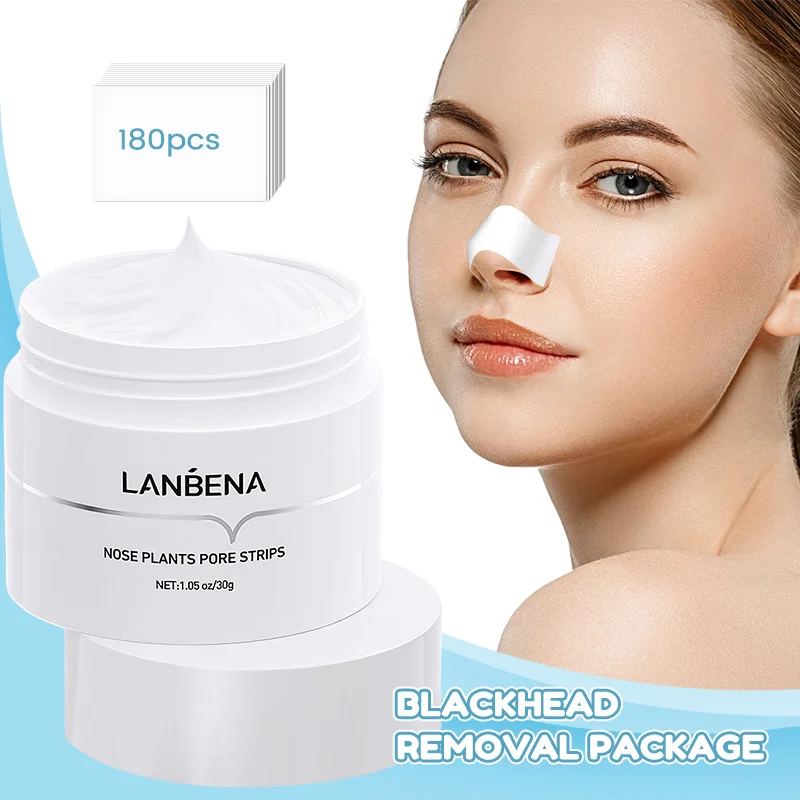 LANBENA Mitesser-Entferner-Peel-Off-Maske, Aloe Vera-Extrakt, Ölkontroll-Nasenmaske mit 180 Stück reinigt für tiefe, saubere, feuchtigkeitsspendende Wirkung Image