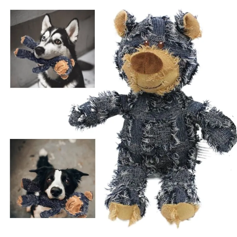 Haustier Teddybär Soundmaking Spielzeug Plüsch Interaktives Hundespielzeug Schleifen Reinigung Zähne Anti Biss Abreact Spielzeug Bär Haustiere Liefert Image