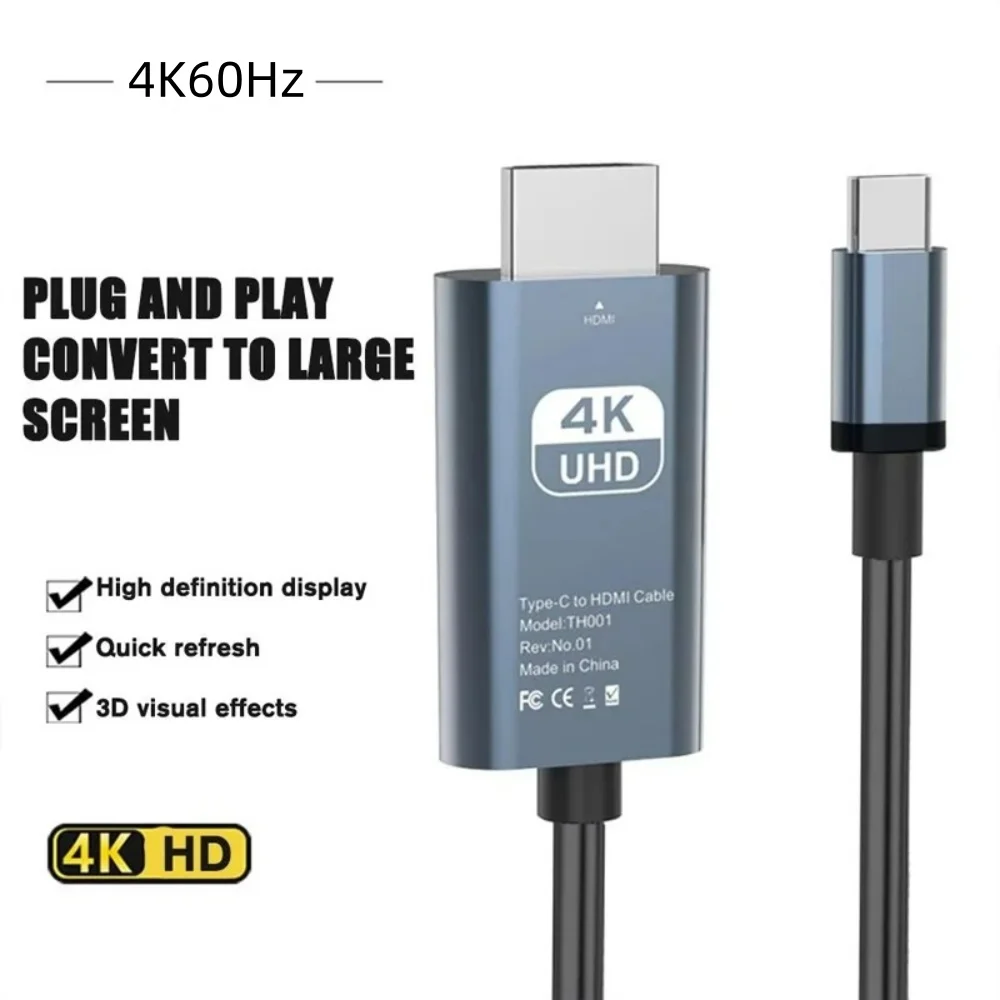 Typ C Zu HDMI-kompatibel Bildschirm Spiegelung Kabel HD 4K Telefon Computer PC TV Laptop Externe Monitor Gleichen Bildschirm umwandlung Kabel Image