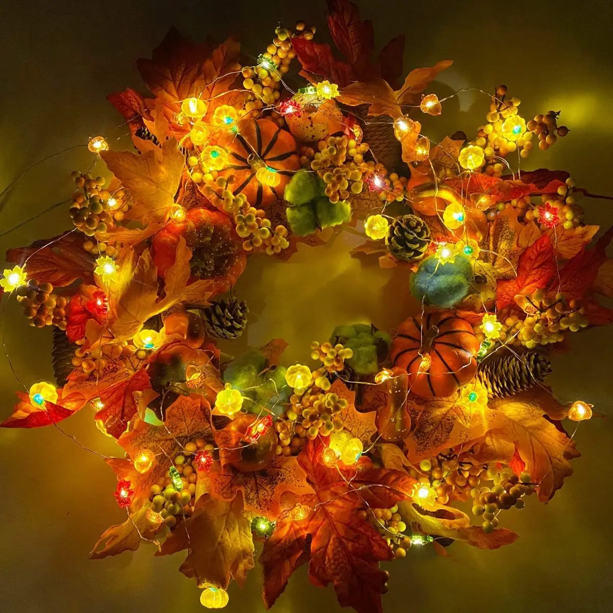 1pc 20/30led Kupferdraht Lichterkette Herbst Girlande dekorative Lichterketten batterie betrieben geeignet für Halloween Innen dekor