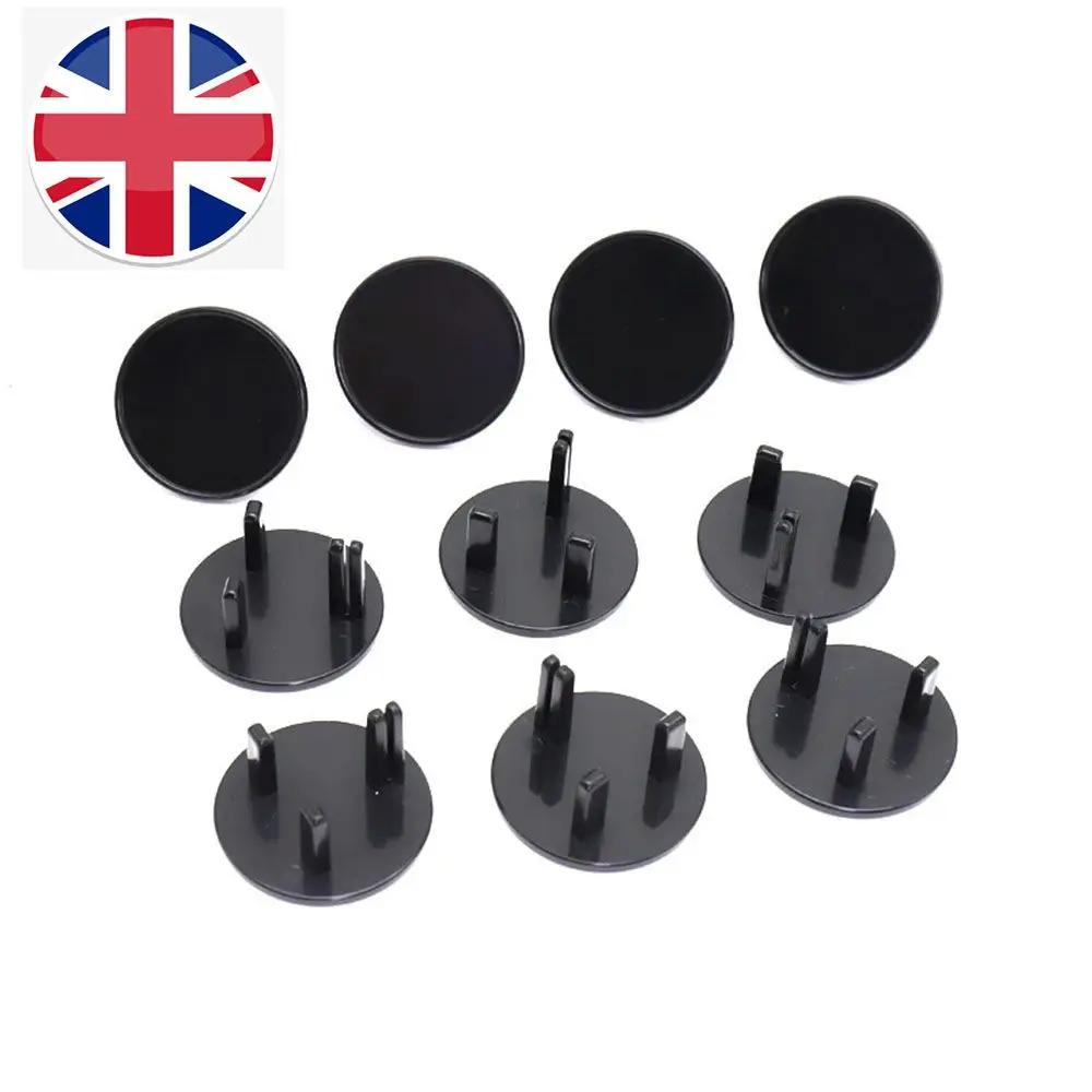 Schwarz ABS Outlet Safety UK Power Guard Protector Plug Cover Safety Power Protection Cover 10 Stück