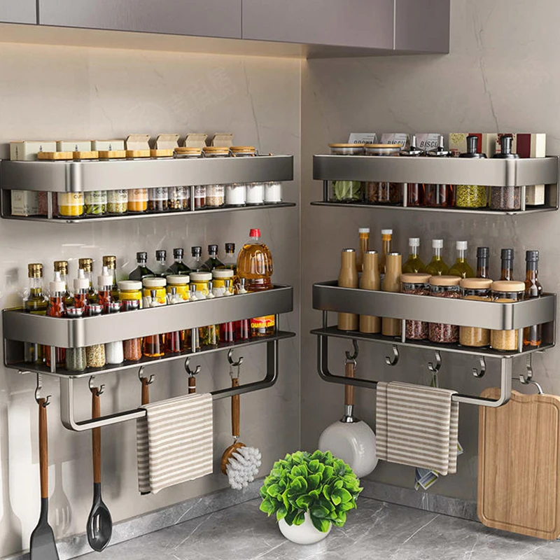 Aluminium Küchen regal Küchen regal WC Lagerung kein Bohrer hängen Rack Bad Veranstalter hängen an der Wand Küche