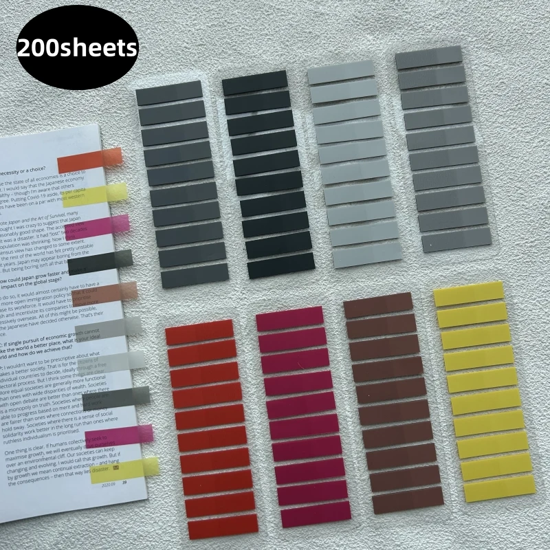 200 Stück transparente bunte Index-Notizblöcke für Büro, Schule, Schreibwaren, selbstklebende Aufkleber, Haftnotizblöcke Image