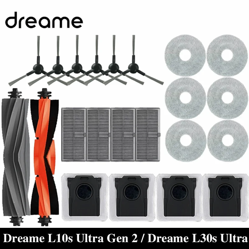 Dreame L10s Ultra Gen 2/L30s Ultra Roboterstaubsauger Ersatzteile Hauptseitenbürsten Mopptücher HEPA-Filter Staubbeutel Zubehör Image