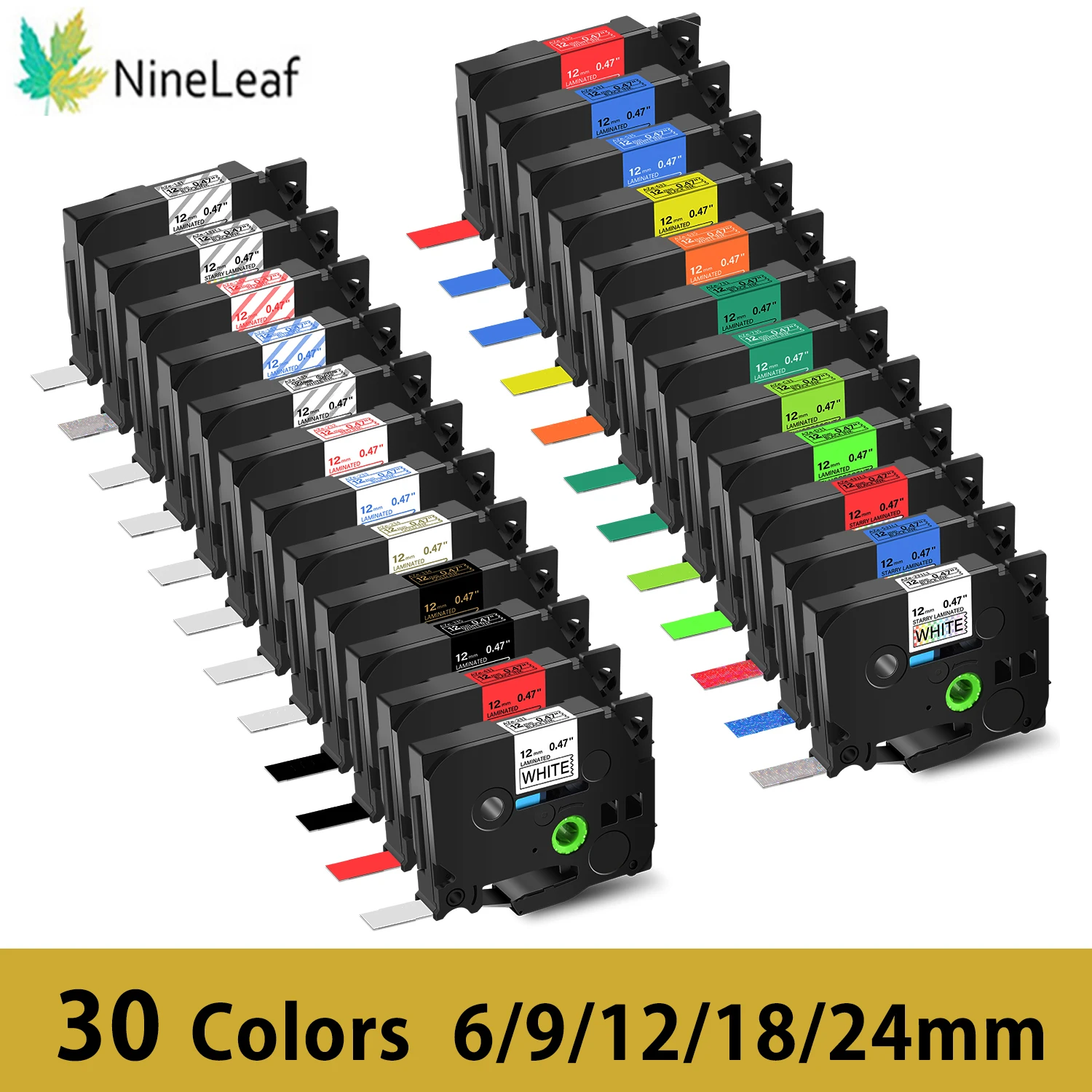 6/12/18/24 mm für Brother laminiertes Klebeband 231, kompatibel mit Tze-Label Tape tze231 für P-touch PTH110 P710BT H105 Etikettierdrucker Image