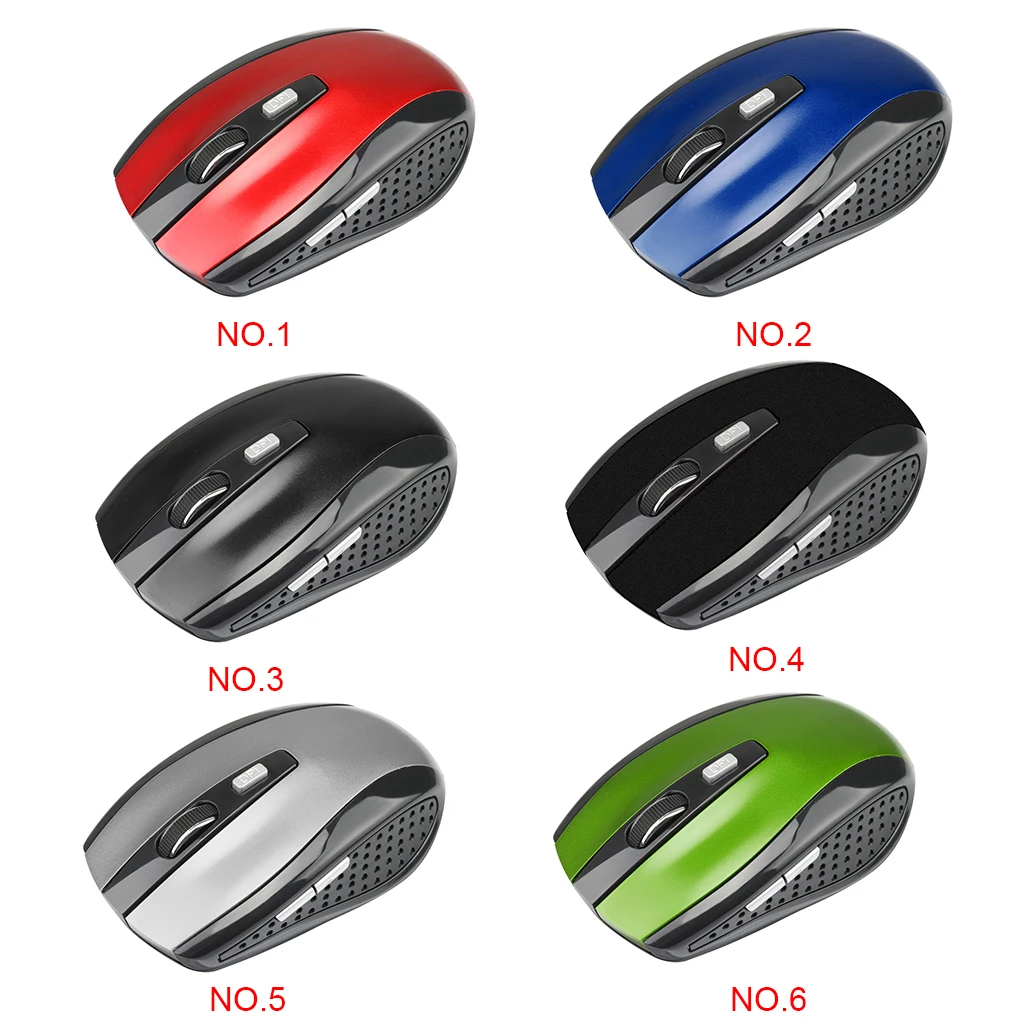 Computer Drahtlose Optische Maus Schnelle Geschwindigkeit 6 Tasten Gaming Mäuse 800/1200/1600DPI Desktop PC Tragbare Matte schwarz Image