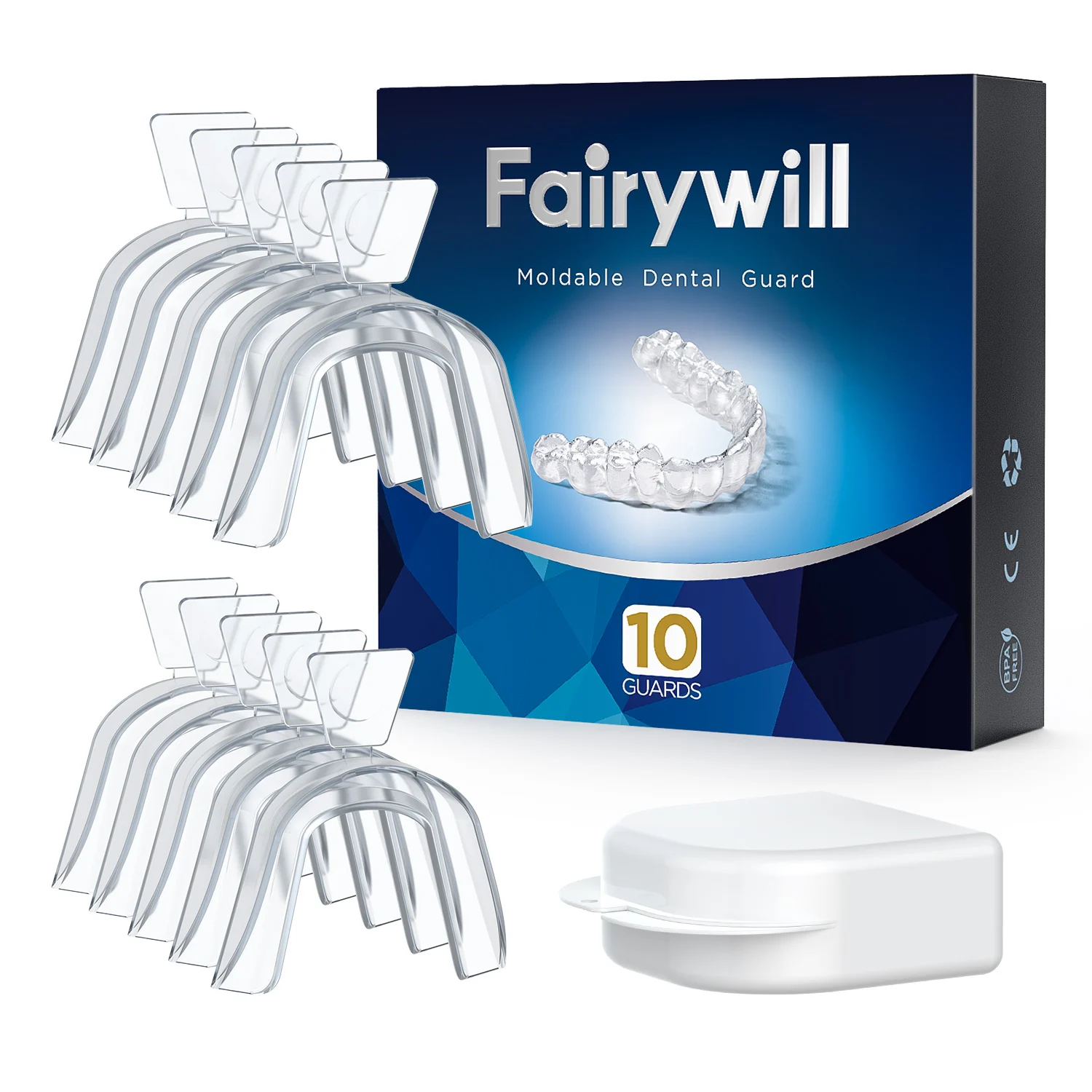 Fairywill Mundschutz zum Zähneknirschen, Nachtschutz, Schutz zur Verhinderung von Bruxismus, Zahnaufhellungsschalen, Pro Dental Guard für Moldab Image