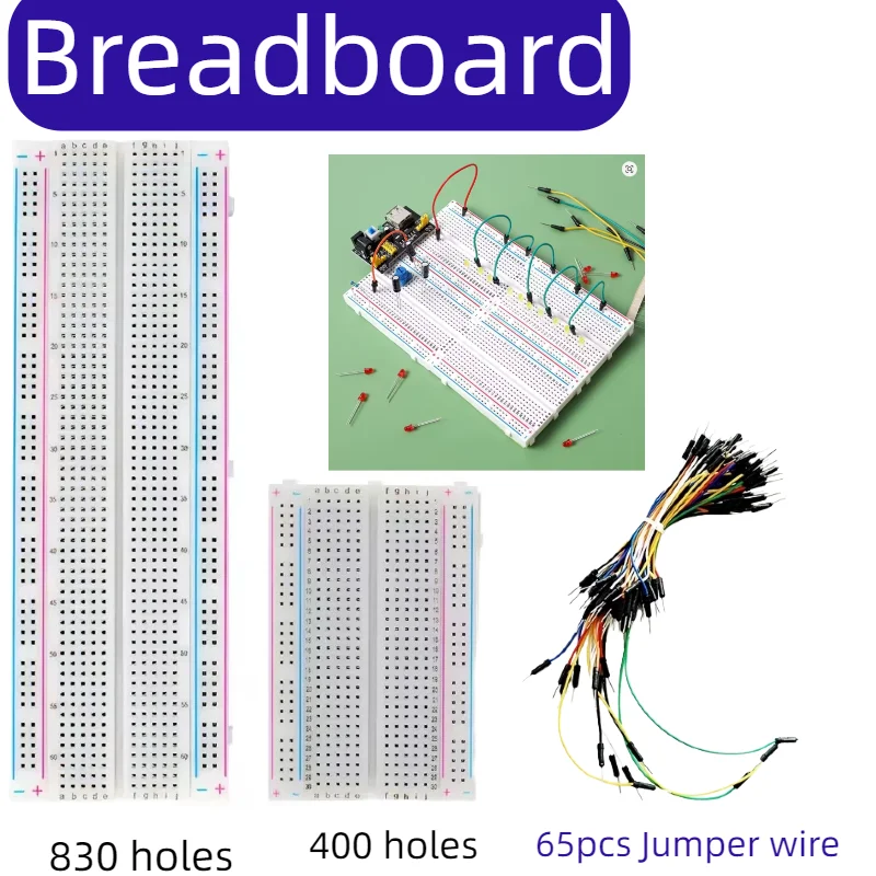 MB-102 Prototyp-Breadboard 400 830 Punkte lötfreies PCB-Breadboard Überbrückungsdrähte Kabelbrett für Arduino-Kit DIY Dupont-Draht