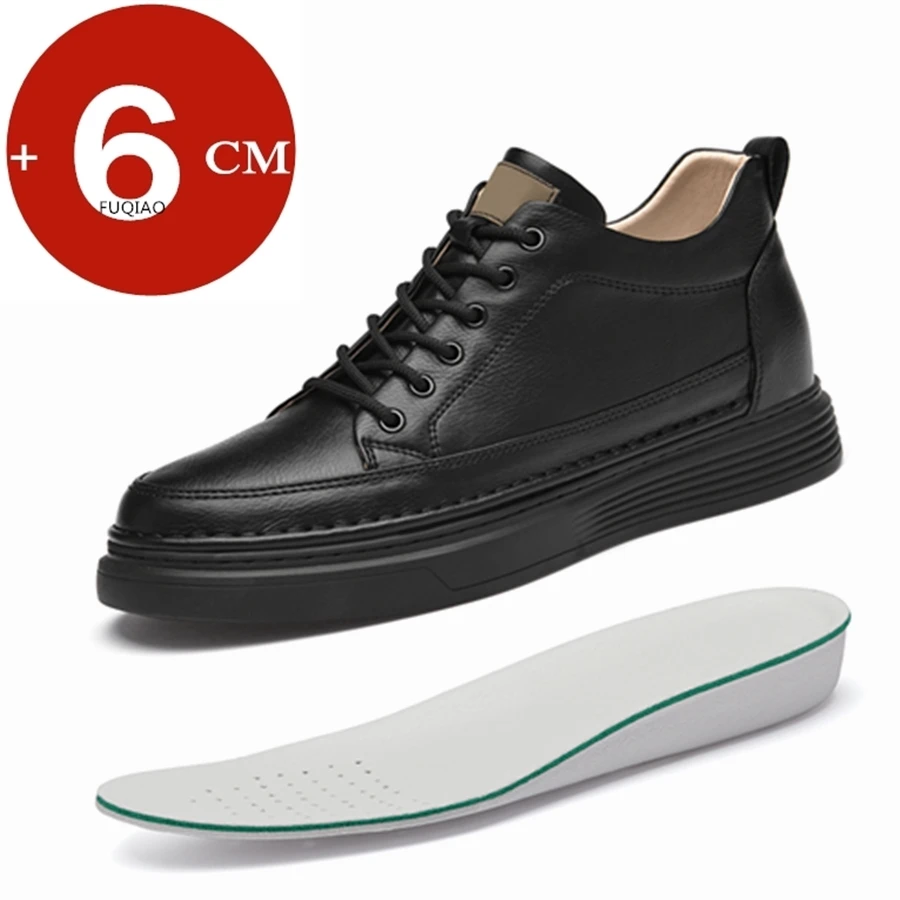 Große Größe Echtes Leder Erhöhung Schuhe Mode Aufzug Turnschuhe Höhe Erhöhen Schuhe Männer 6CM Casual Lift Sport Schuhe