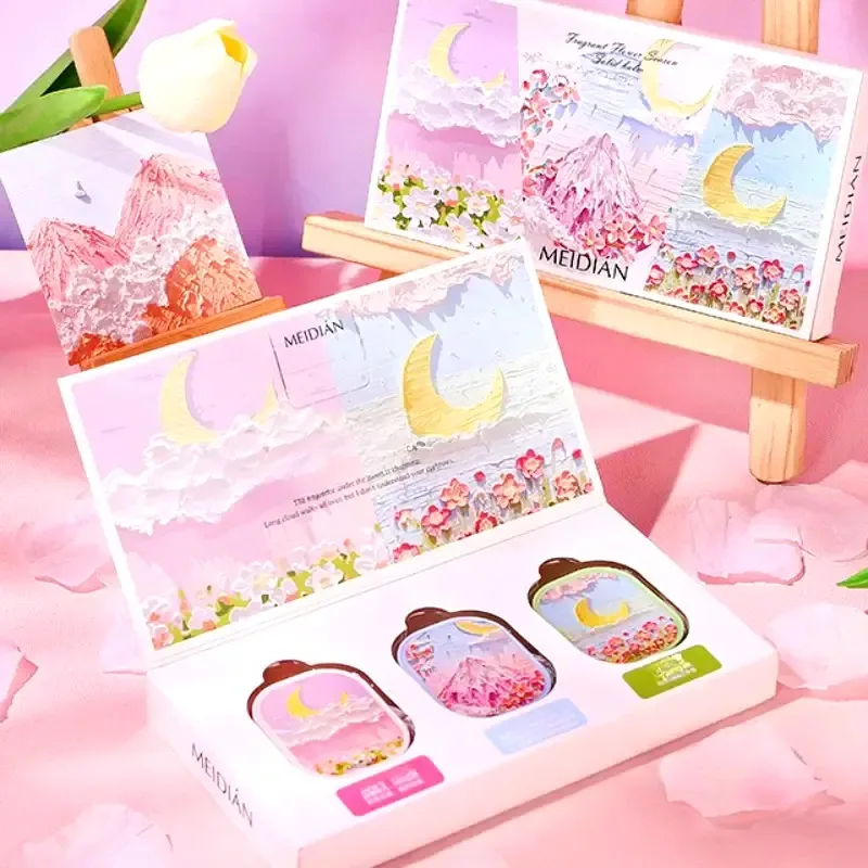 3-teiliges festes Parfüm-Geschenkset, langanhaltender Jasmin- und Teeduftbalsam, tragbares Duftset für den täglichen Gebrauch in Datum und Nacht und Freizeit Image
