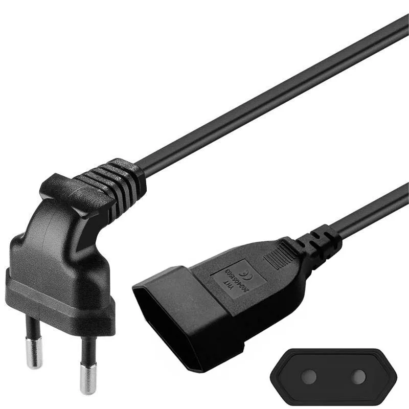 EU Power Verlängerungskabel Anged Europäisches AC Power Verlängerungskabel Europa 2-poliges Stromkabel Stecker auf Buchse Verlängerungskabel Draht Image
