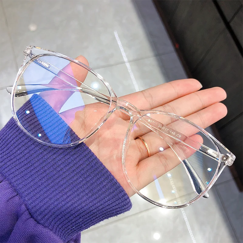 Transparente Computer Brille Rahmen Frauen Männer Anti Blau Licht Runde Brillen Blockieren Gläser Optische Spektakel Brillen Image