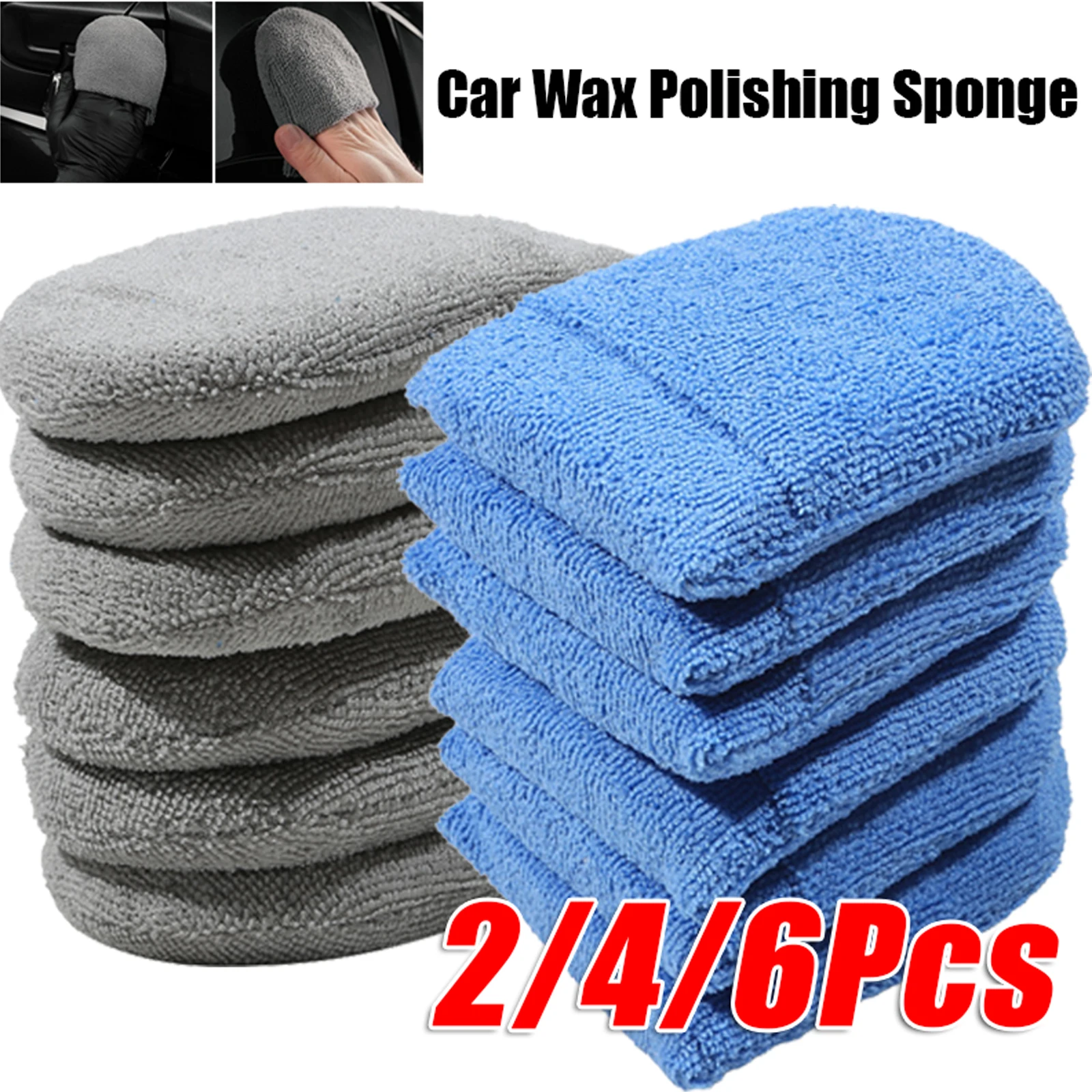 2/4/6Pcs Weiche Mikrofaser Auto Wachs Applikator Handschuhe Polieren Schwamm Wachs Schaum Auto Wachs Applikator Pad auto Detaillierung Reinigung Werkzeuge Image