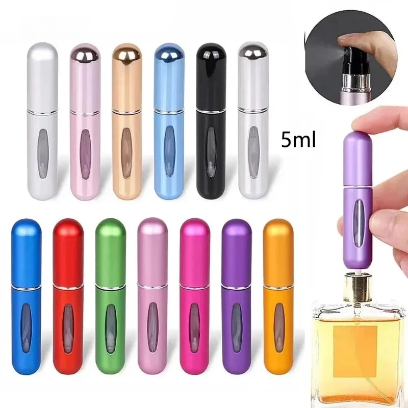 5ml/Stück Nachfüllbare Metall-Parfümflasche mit Sprühpumpe Tragbarer Reise-Kosmetikbehälter Mini-Sprühzerstäuber Image