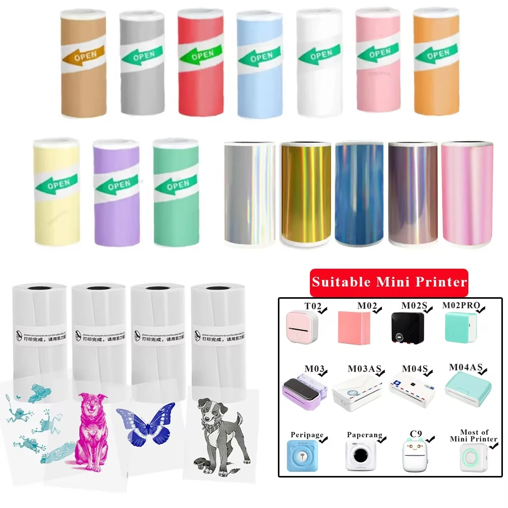 M02 57mm Farbige Transparente Glänzende Thermoaufkleber Fotonotizen Passend für T02 M03 M04 Peripage A6 Paperang Image