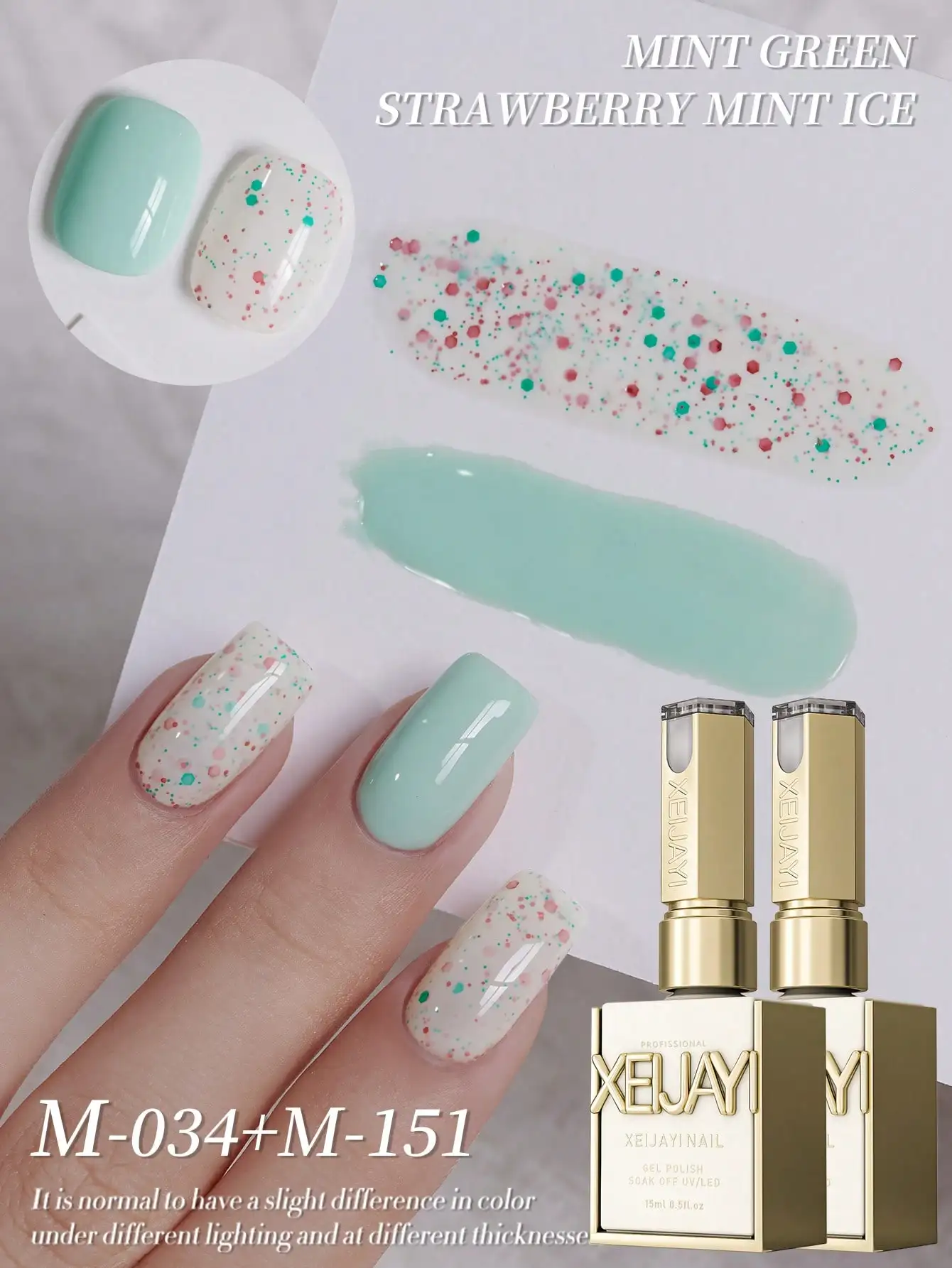 2Pcs 15ML Mint Grün Und Erdbeere Mint Eis Nagel Gel Set Semi Permanent Nail art Einweichen UV LED Nagel Salon DIY Nagel Salon Gel Image