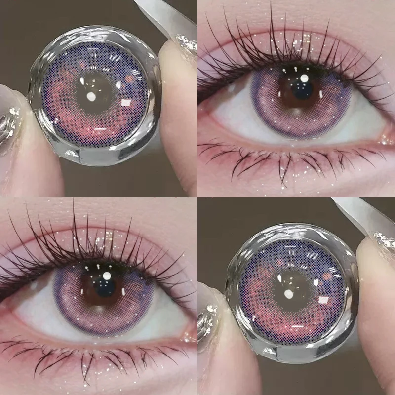 2 Stück farbige Kontaktlinsen Bling Schüler Schönheit Cosplay Farbkreislinse Jährliche Galaxie Farbkontakte mit Box Image