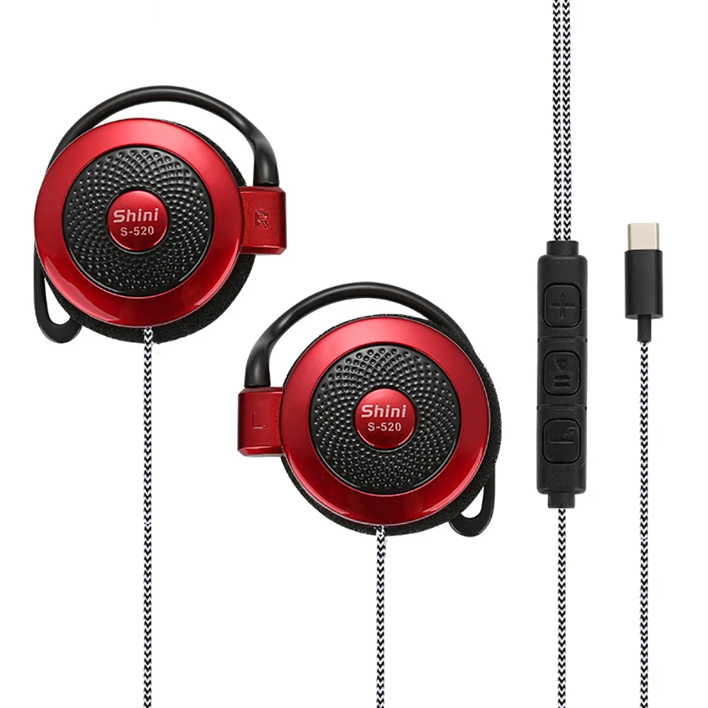 Für S-520 Typ-c Stereo Mp4 Ohrbügel Spiel Sport Freizeit Handy Universal Ohrbügel Headsets Draht Sport kopfhörer Image