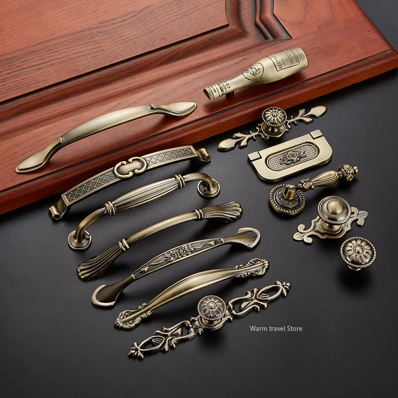 Europäische zieht Retro antike Türgriffe Schublade Zinklegierung einfache Kleiderschrank Möbel Zubehör alten grünen Schrankgriff