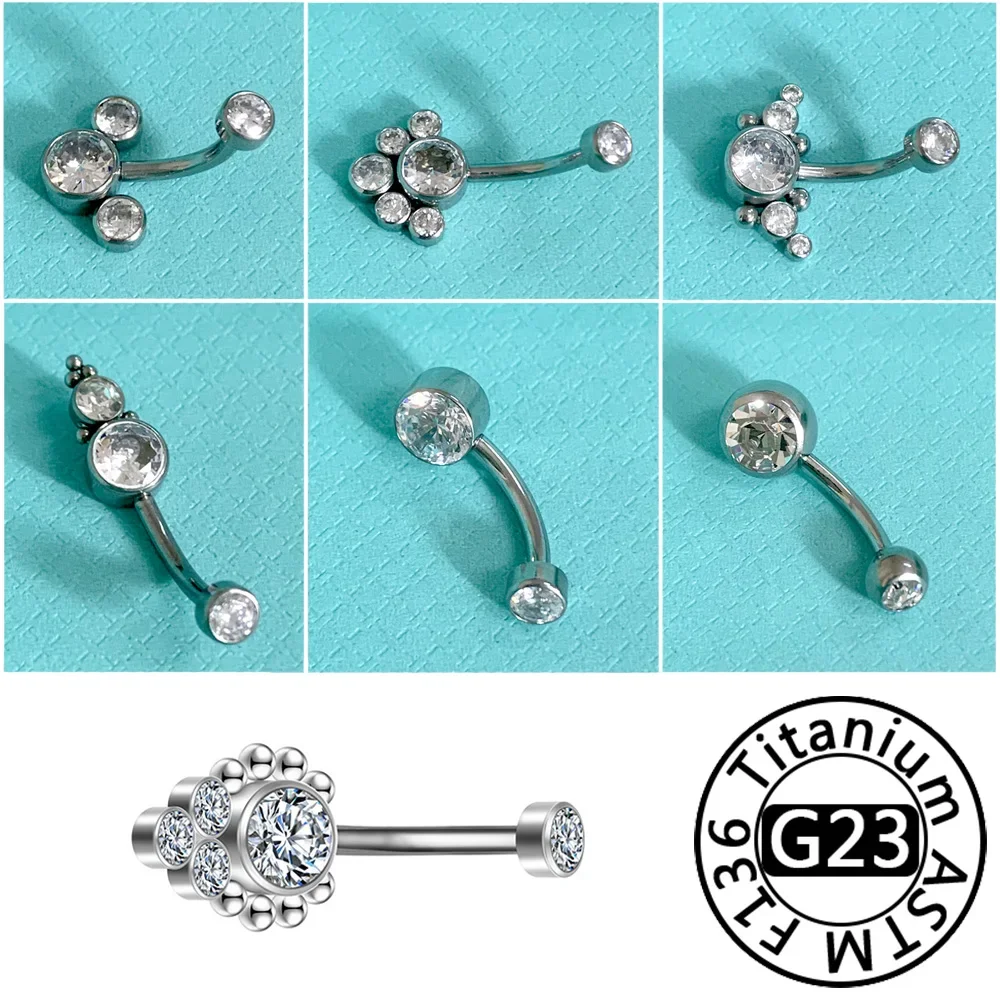 F136 Titan Zirkon Bauchnabel Ringe Körper Piercing Schmuck 16G Nabel Piercing Ring Schmuck Frauen Titan Augenbraue Piercing Image