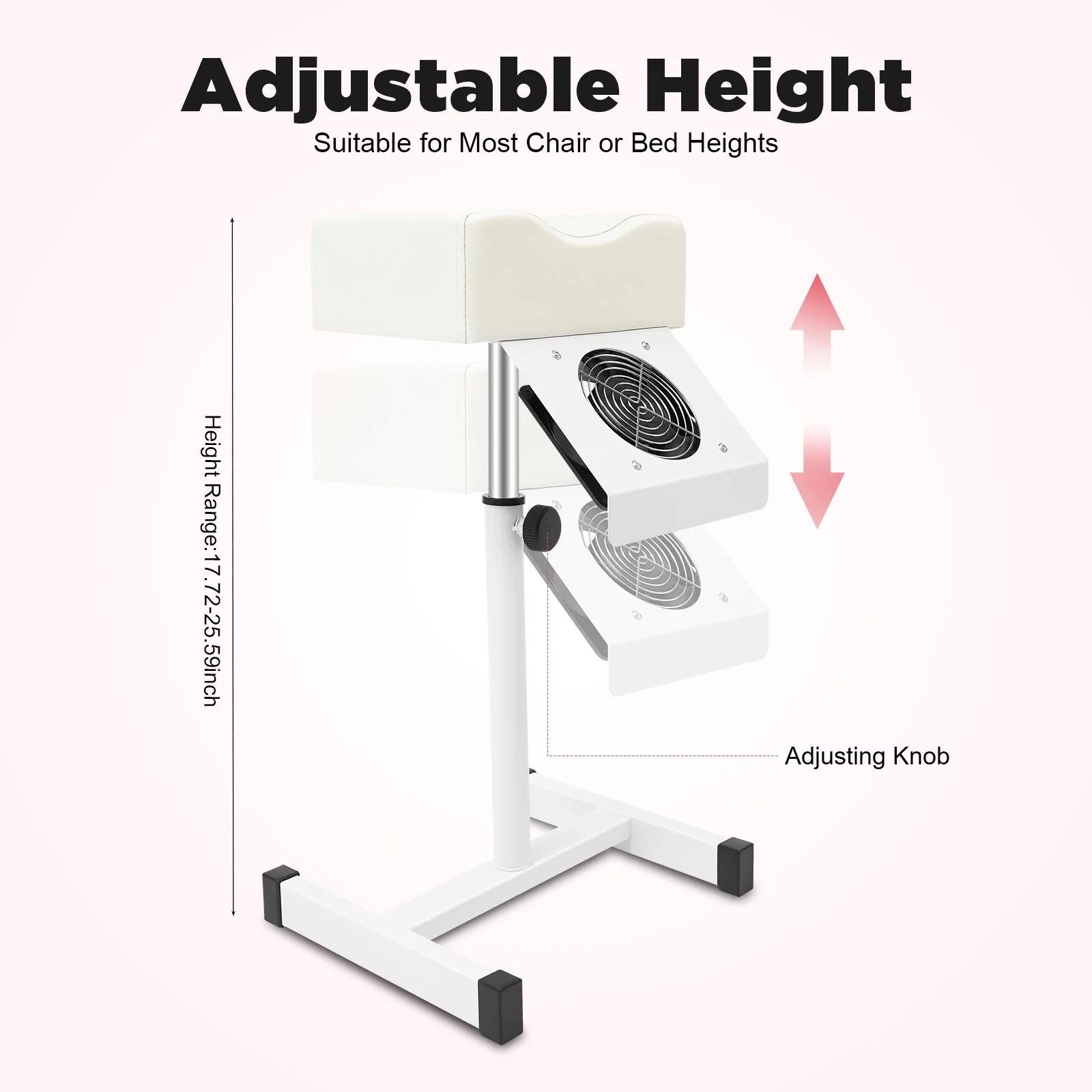 Verstellbarer Pedikürestuhl, Fußpflegestuhl mit integriertem Staubventilator und H-förmiger Basis, 10 kg Fassungsvermögen für den Heimgebrauch im Nagelstudio Image