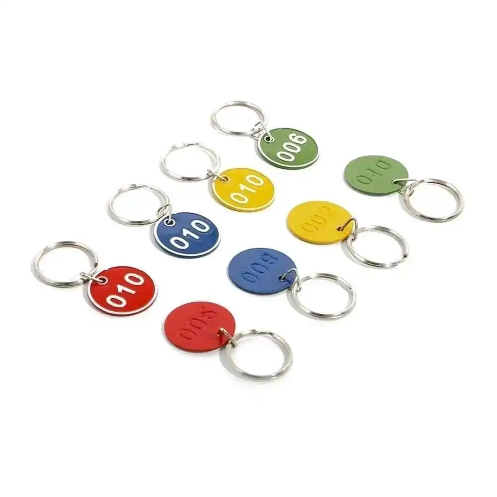 20 Stück grün rot gelb blau Scheckraum Spind Fitnessstudio Halter Metall nummerierte Karte mit Schlüsselring