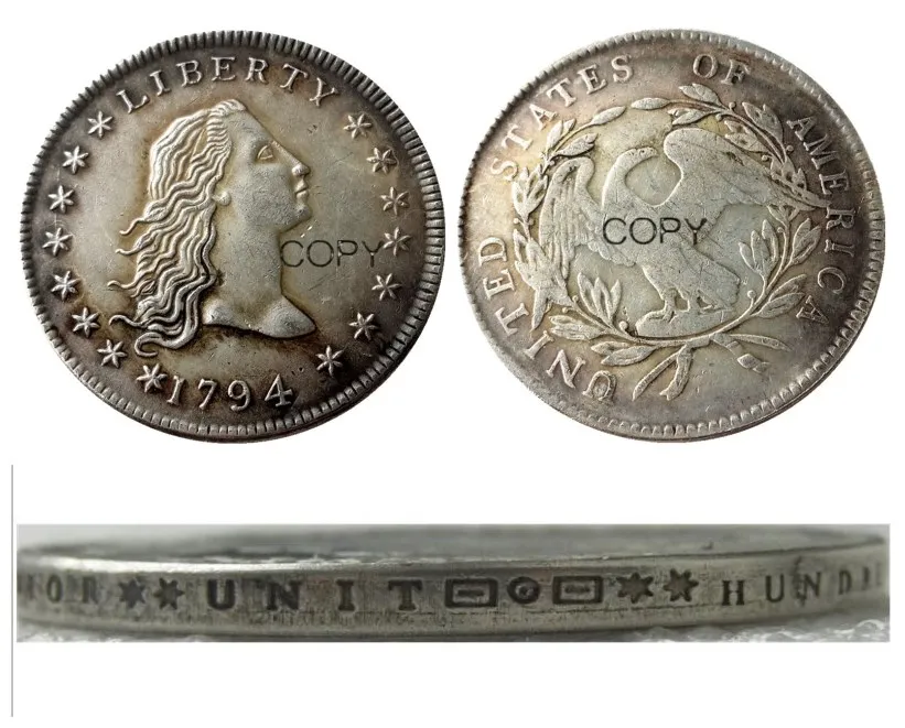 Us 1794 fließendes haar dollar versilberte kopie münze Image