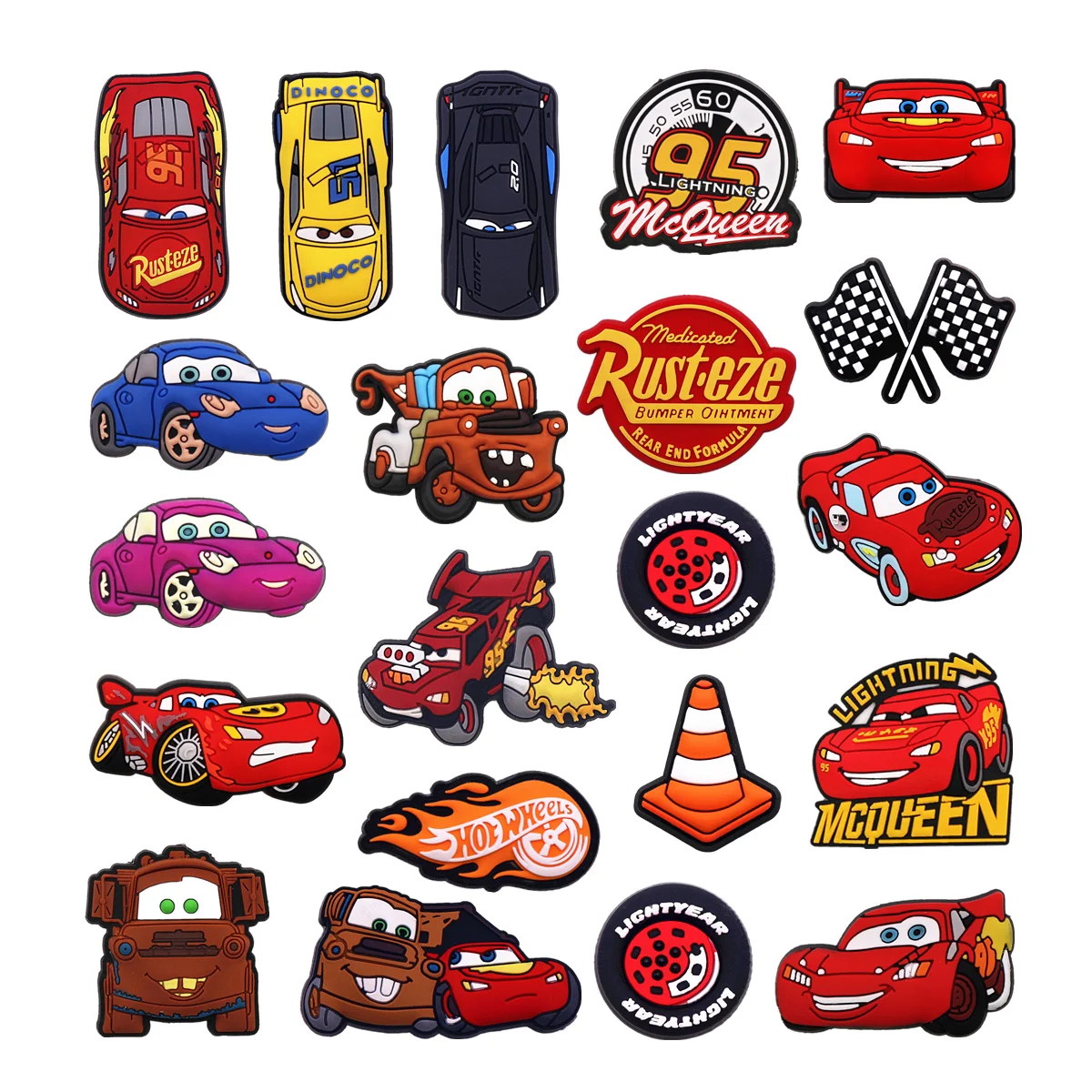 1 Stück Original Animationsfilm Cars PVC Schuh-Charms Zubehör Lightning McQueen Clog Pin Schnalle Sandalen-Dekoration