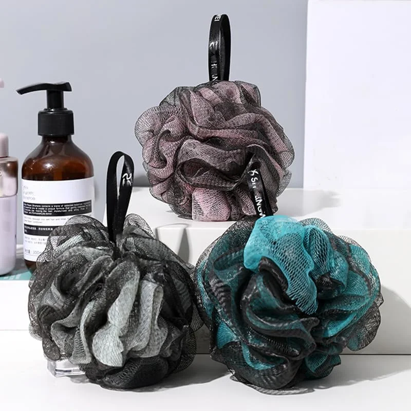 3-teilige Schicht-Peeling-Badeschwämme – Bunte Massage-Körperwäscher-Bälle, zufällige Farbe, Spa- und Duschzubehör Image