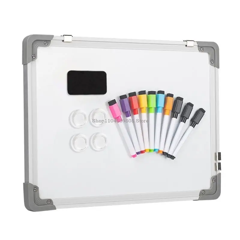 Magnetische Whiteboard-Kreidetafel mit doppeltem Verwendungszweck, Aluminiumrahmen, Wandmontage, löschbare Tafel, 30 x 40 Image