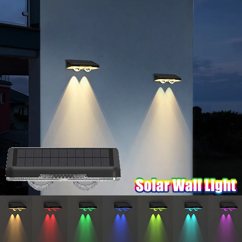 LED Solar Licht Im Freien Wasserdichte Wand Lampe RGB 3 Farbe Pfad Garten Landschaft Dekoration Balkon Hof Zaun Solar Lichter Image