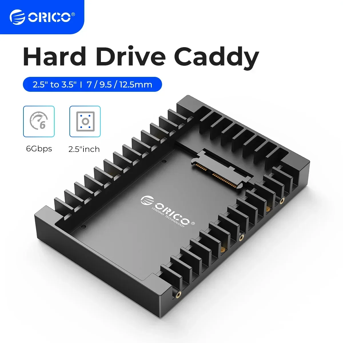 ORICO Festplatten-Caddy 2,5 bis 3,5 unterstützt SATA 3.0 zu USB 3.0 6 Gbit/s, unterstützt 7/9,5/12,5 mm 2,5 Zoll SATA-Festplatten und SSDs (1125SS) Image