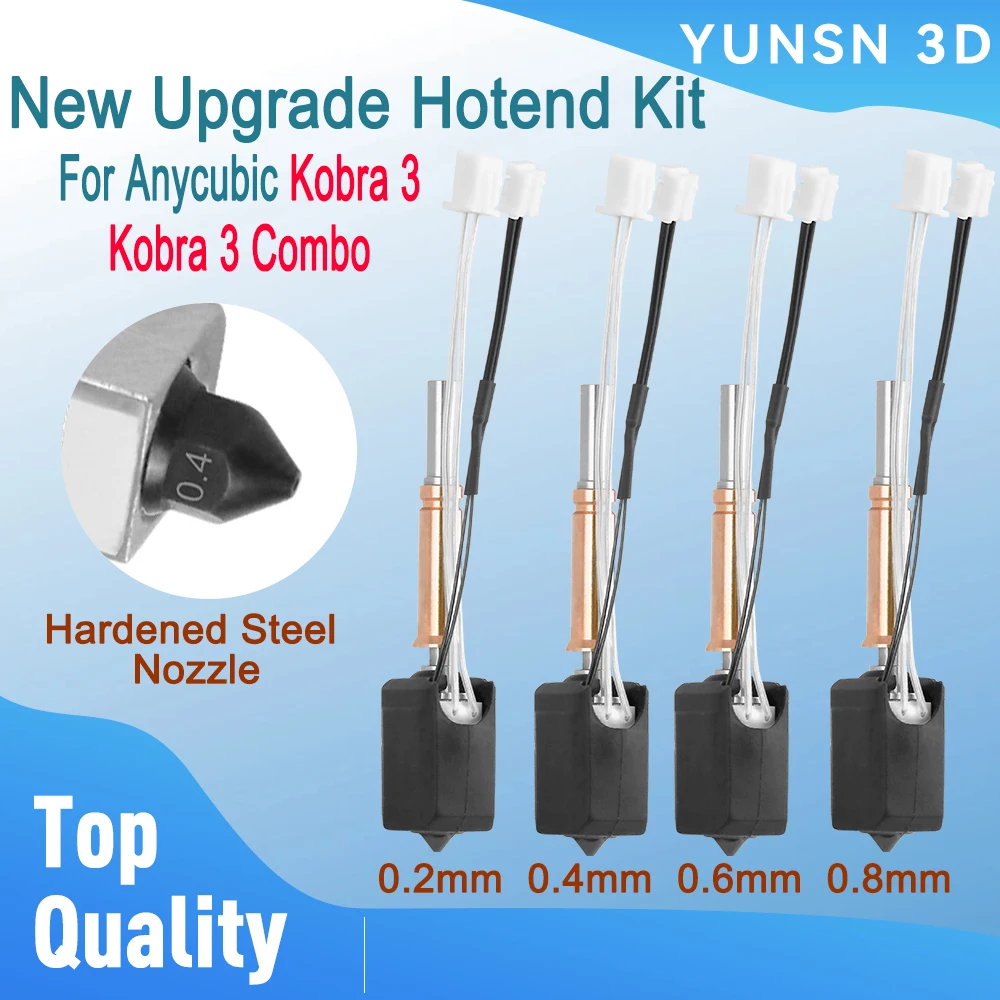 Für Anycubic Kobra 3 Hotend Kit Upgraded Hot End 0,2 0,4 0,6 0,8 mm Düsen aus gehärtetem Stahl 3D-Druckerteile für Kobra 3 Combo Image