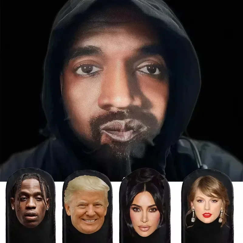 Cosplay Kopfbedeckung Hip Hop Mode Kapuze Hut Kopfbedeckung Neue 3D gedruckt Kanye Maske elastische Mesh Halloween Dekor Vollgesichtsmaske Unisex