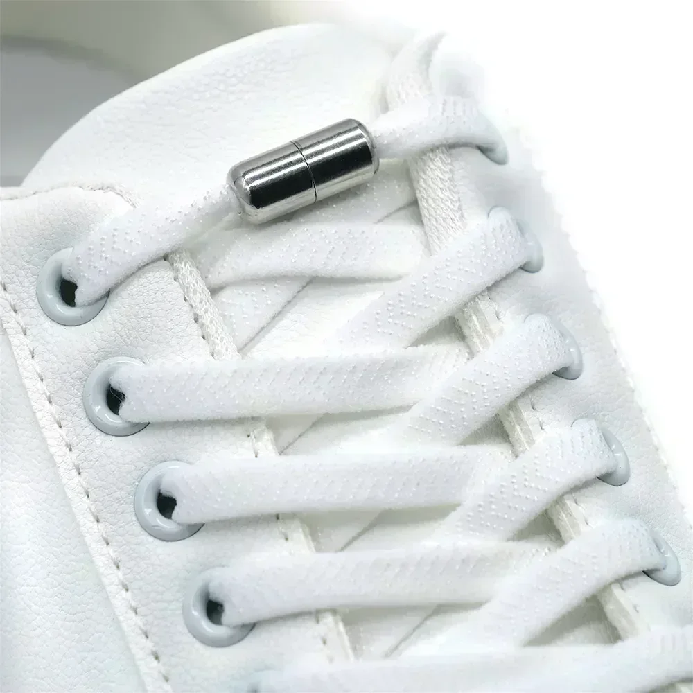 Schnürsenkel ohne Schnürsenkel mit Metallverschluss – flache elastische Schnürsenkel für Turnschuhe für Erwachsene und Kinder, schnell zu tragende Schnürsenkel für den Lazy Day Image