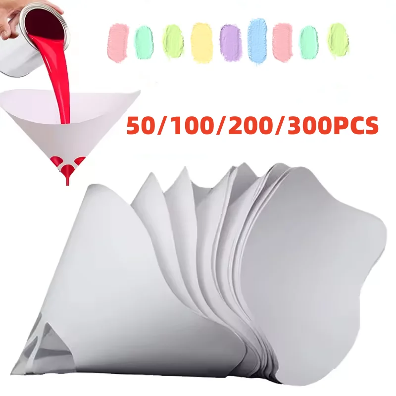 50/100P200/300Pcs Einweg Autolack Spray Mesh Papier Filter Reinigung Sieb Trichter Farbe Konische Nylon mikron Papier Image