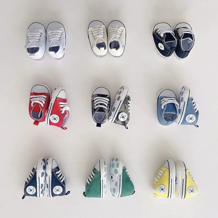 Baby Leinwand Klassische Sport Turnschuhe Neugeborenen Baby Jungen Mädchen Drucken Stern Erste Wanderer Schuhe Infant Kleinkind Anti-slip Baby schuhe Image