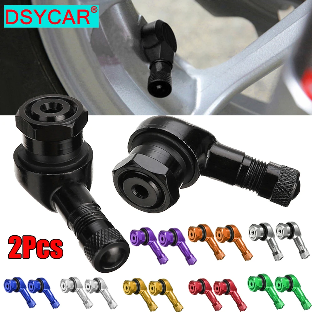 DSYCAR 2 Stück 90 Grad CNC-Motorrad-Reifen-Ventilschäfte – universelle Motorrad-Aluminiumräder, Reifen, NCY, auslaufsichere TWPO-Ventilkappen Image