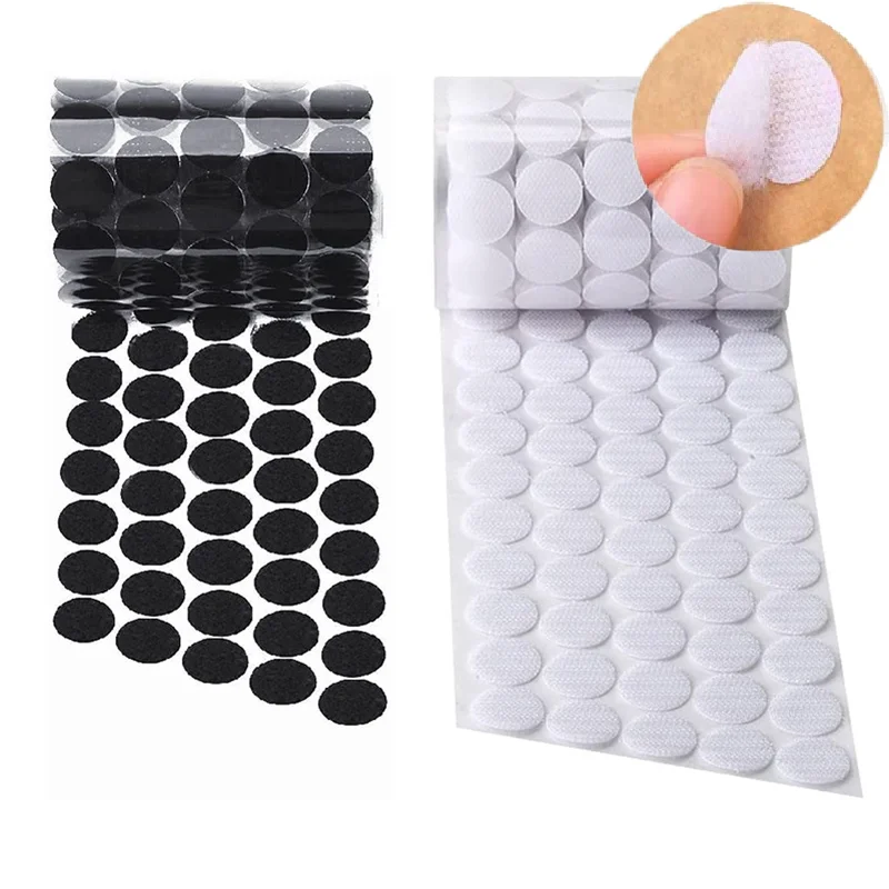 50 Paar starke selbst klebende Klebeband punkte 10/15/20/25/30mm Klett punkte Nylon-Aufkleber münzen für Heimwerker Image