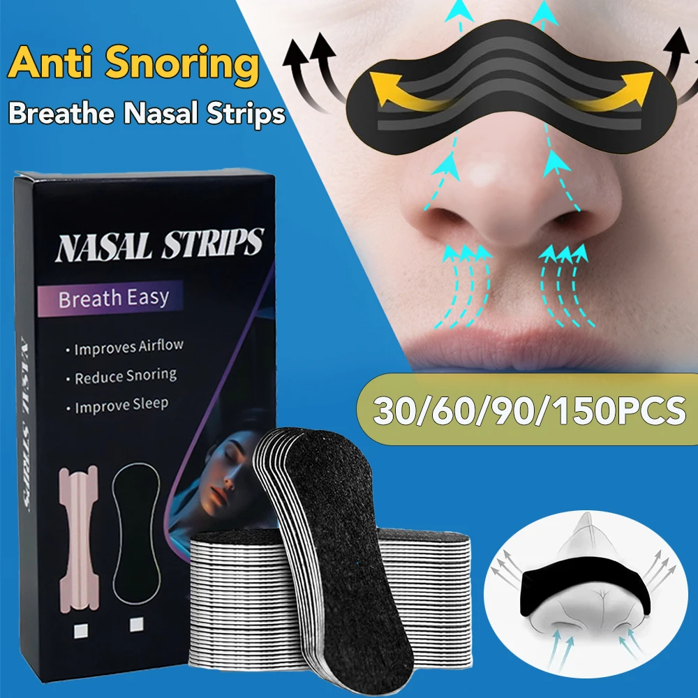 Nasenstreifen gegen Schnarchen, Nasenpflaster zur Korrektur, Physikalische Erweiterung, Atmungsaktives Nasenpflaster für Besseren Schlaf, Anti-Schnarch-Nasenstreifen Image