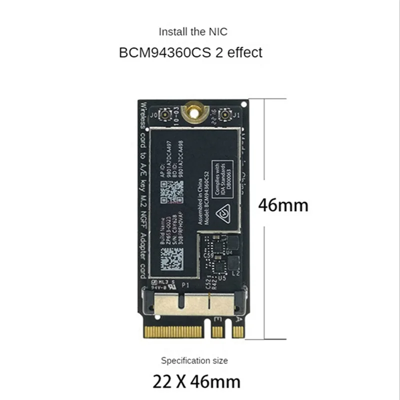 A56XQ BCM94360CS2 Dual Band Wifi Karte + NGFF M.2 Schlüssel A/E Adapter Karte WIFI BT 4,0 802,11 Ac Karte für 11 Zoll A1465 13 Zoll A1466