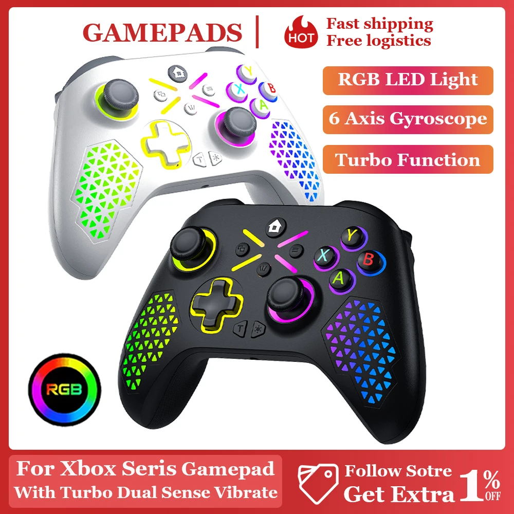 2,4G Wireless-Gamepad für Xbox One, Xbox-Controller, Xbox Series S/X PC-Konsole, Dual-Vibration mit Sechs-Achsen-Gyroskop, Gamecontroller Image